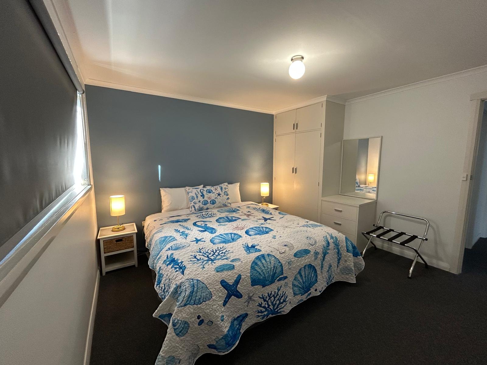 Main bedroom with double bed in Apartment One