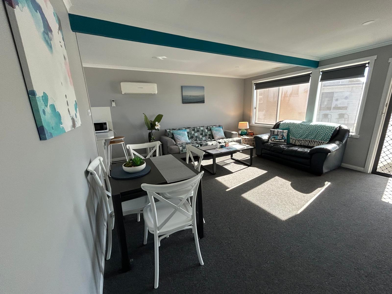 Living area of Apartment Two at Old Pier Apartments