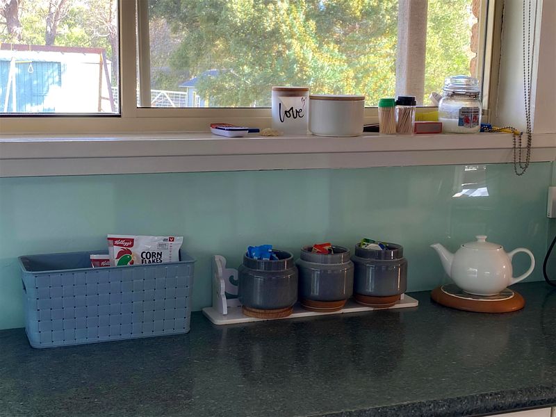 Kitchen window over the bench, looking to the garden